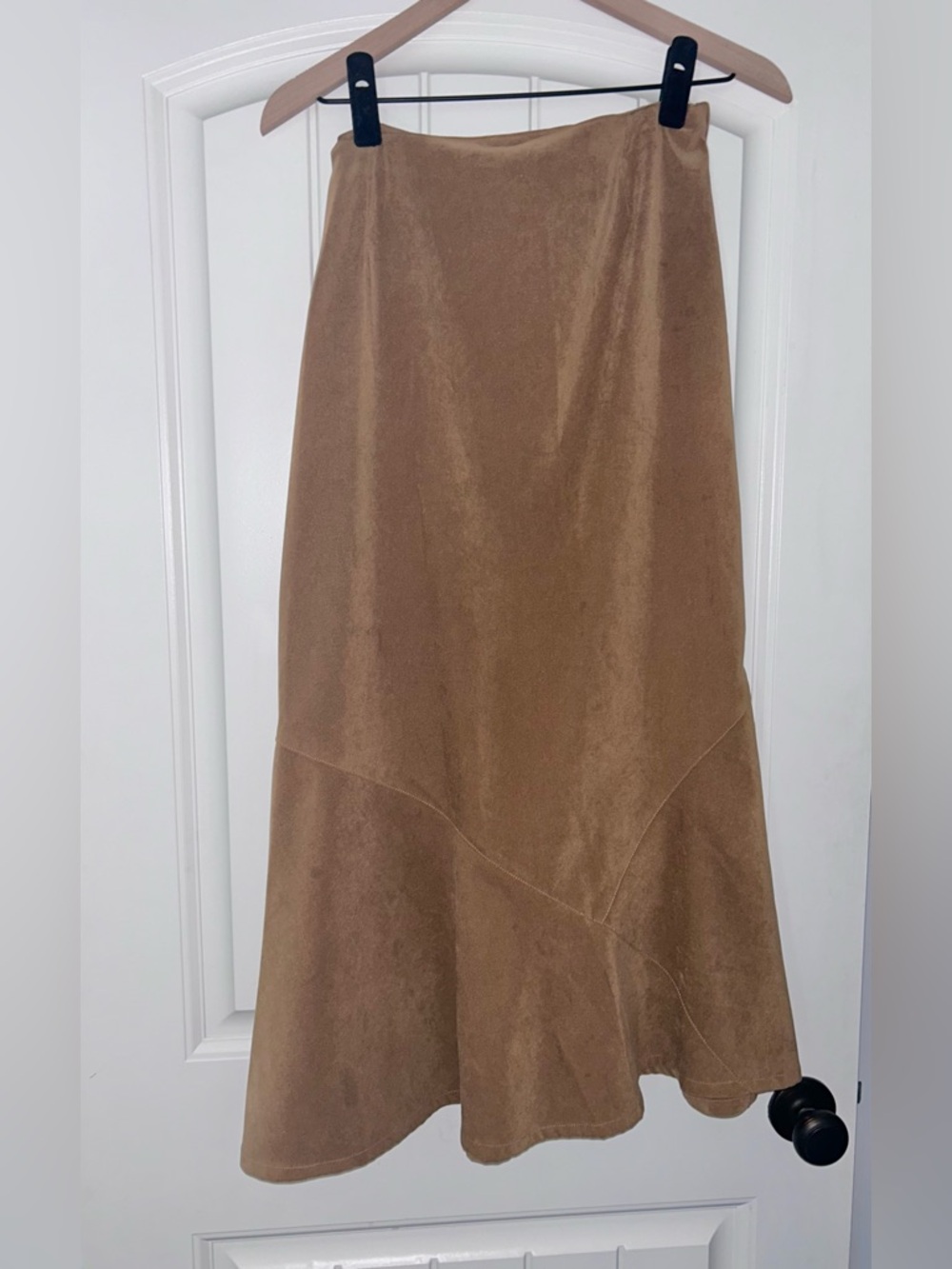 Western Faux Suede Maxi Skirt with Ruffle Hem